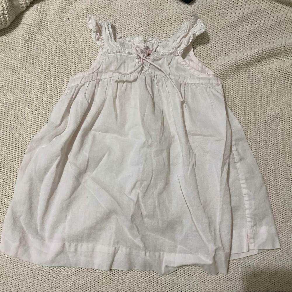 Bonpoint 6mo White Sleeveless Dress with Ruffle Straps